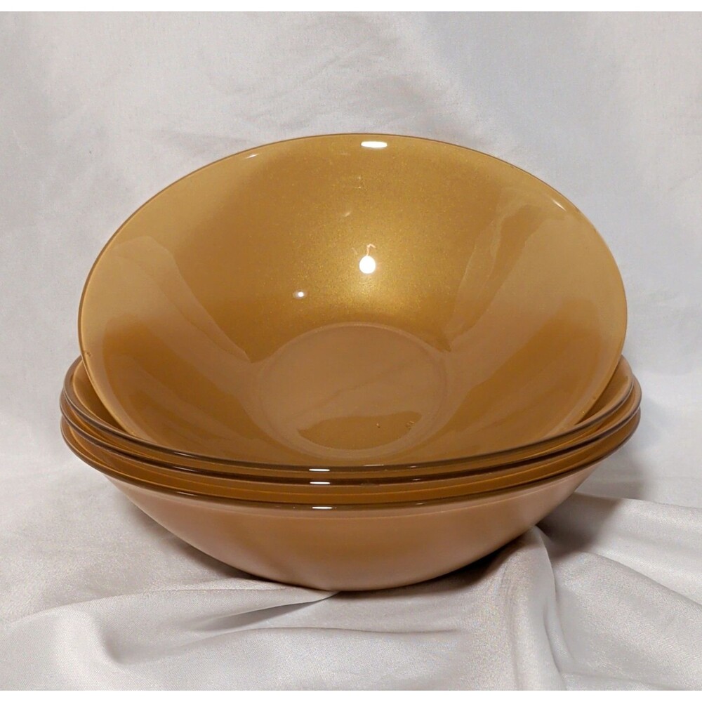 ARC France Bowls Vtg Arcopal Glass 6.5" Arcoroc Glossy Matte Cereal Dessert 4pc